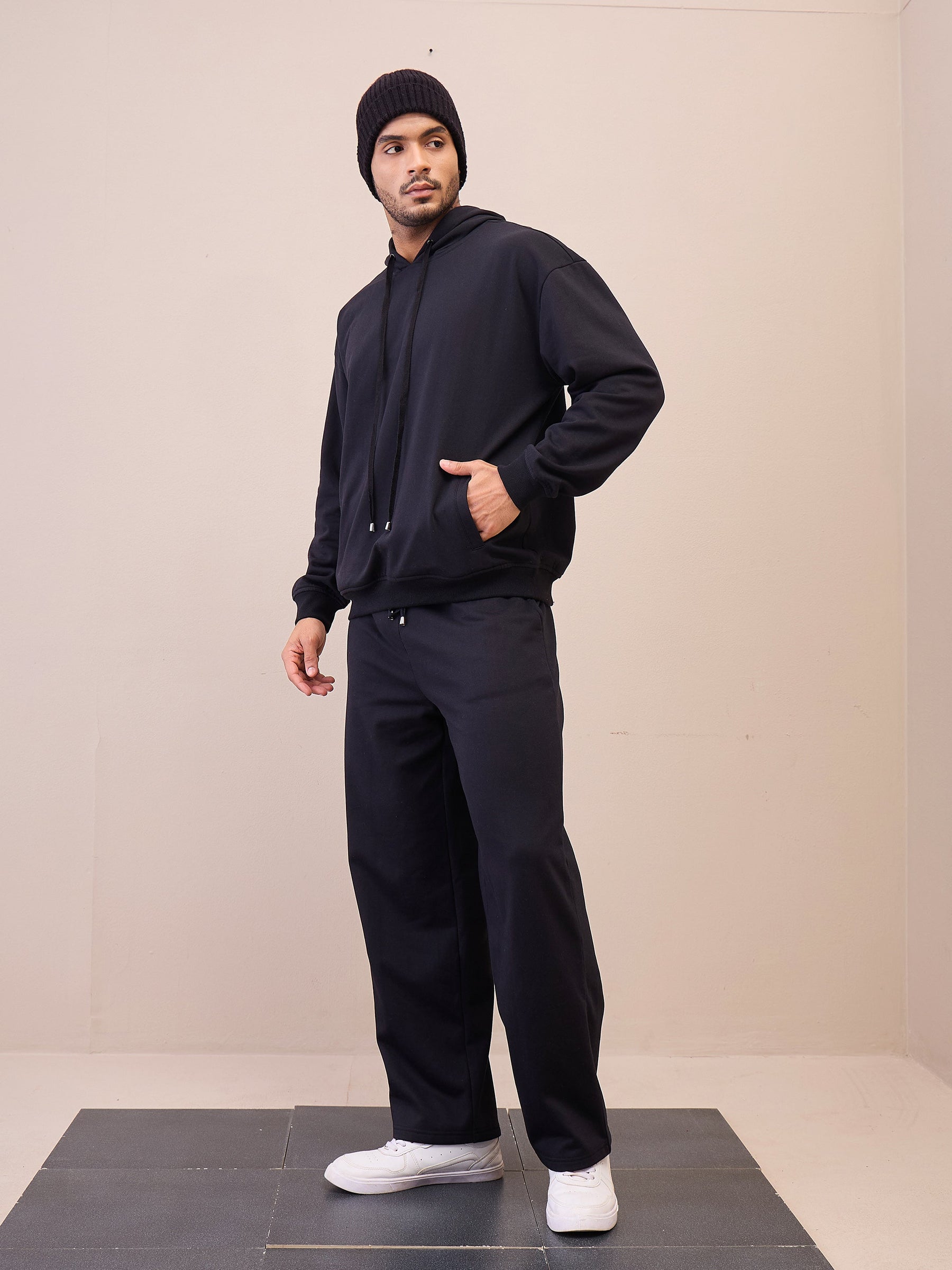 Black Oversize Hoodie With Sweatpants-MASCLN SASSAFRAS