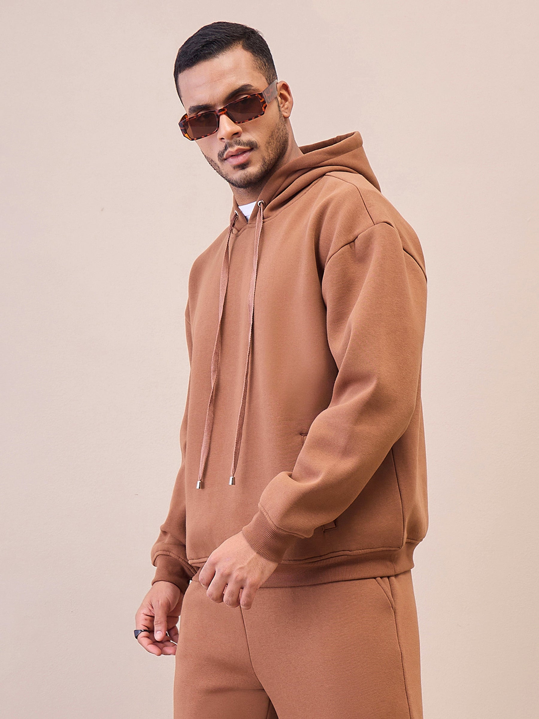 Brown Oversize Hoodie-MASCLN SASSAFRAS