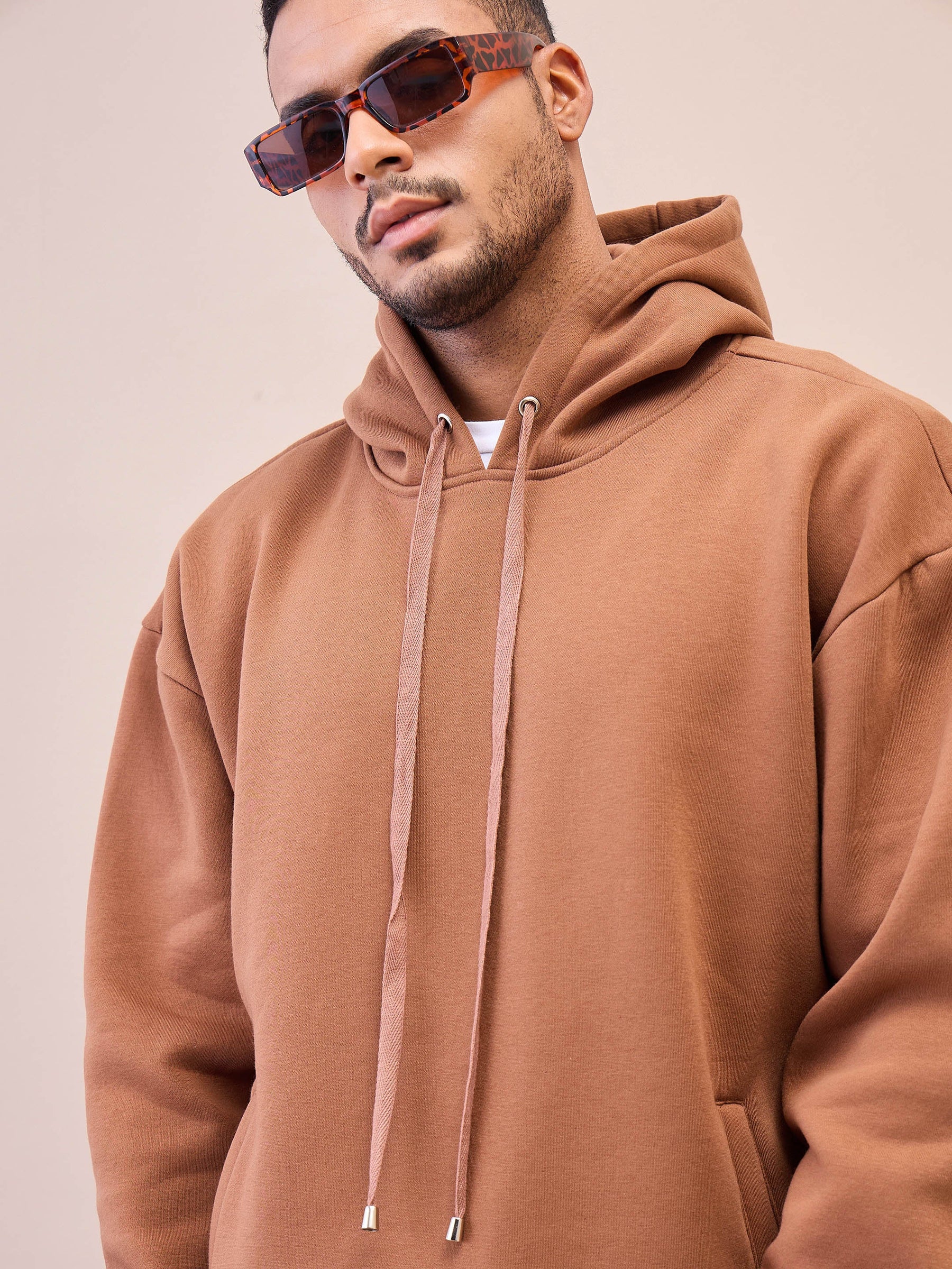 Brown Oversize Hoodie-MASCLN SASSAFRAS