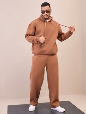 Brown Oversize Hoodie With Sweatpants-MASCLN SASSAFRAS