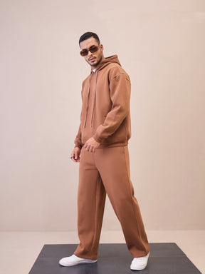 Brown Oversize Hoodie With Sweatpants-MASCLN SASSAFRAS