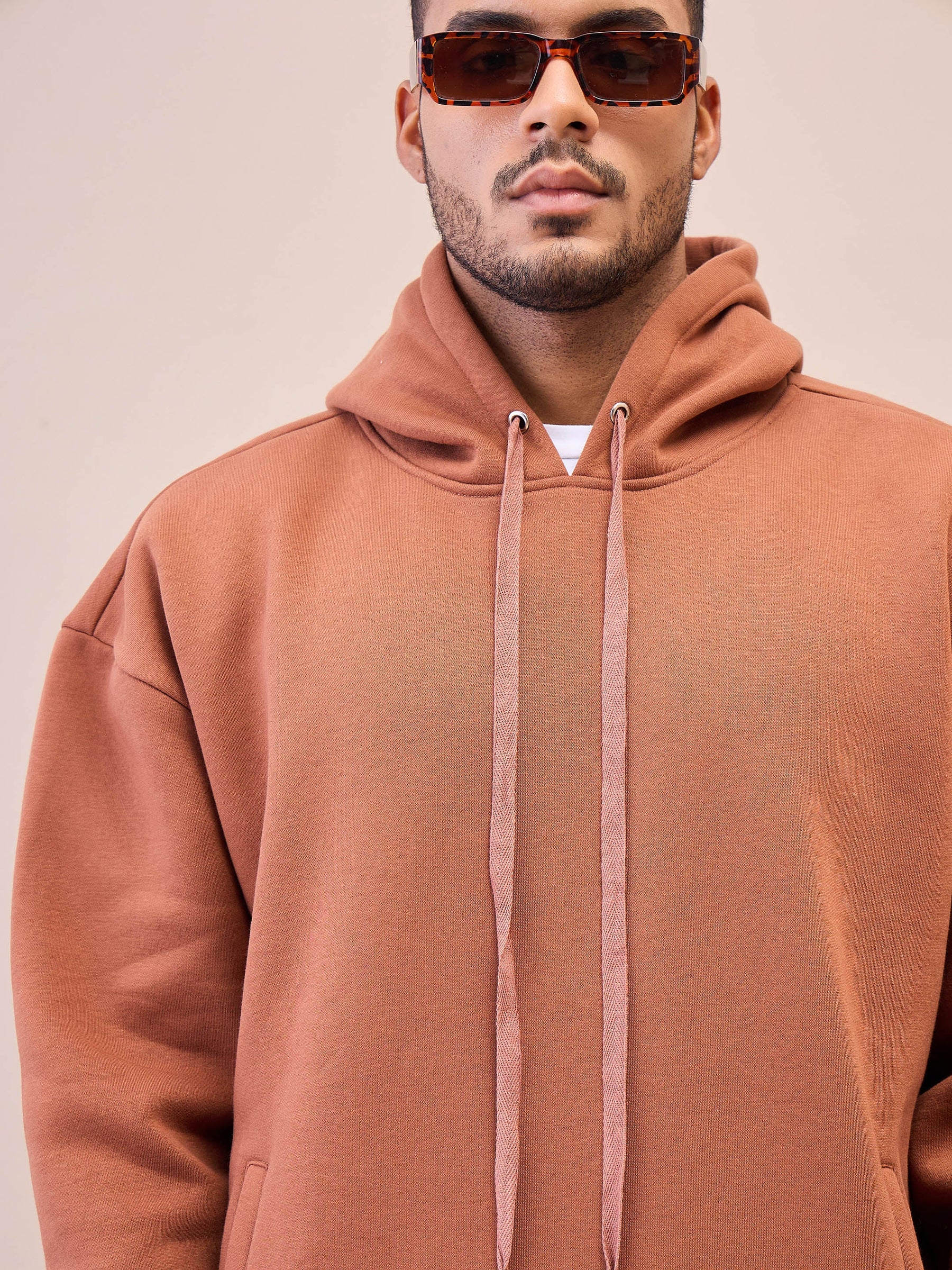 Brown Oversize Hoodie With Sweatpants-MASCLN SASSAFRAS