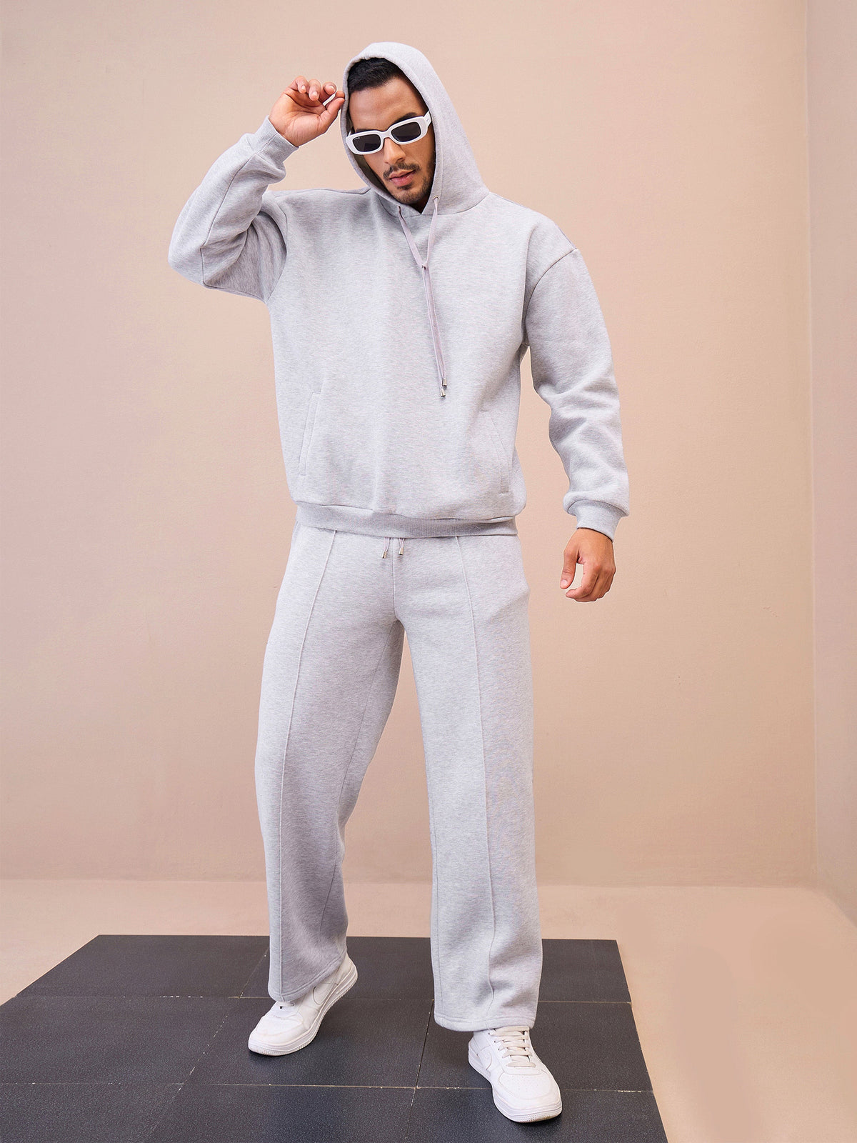 Grey Oversize Hoodie With Sweatpants-MASCLN SASSAFRAS