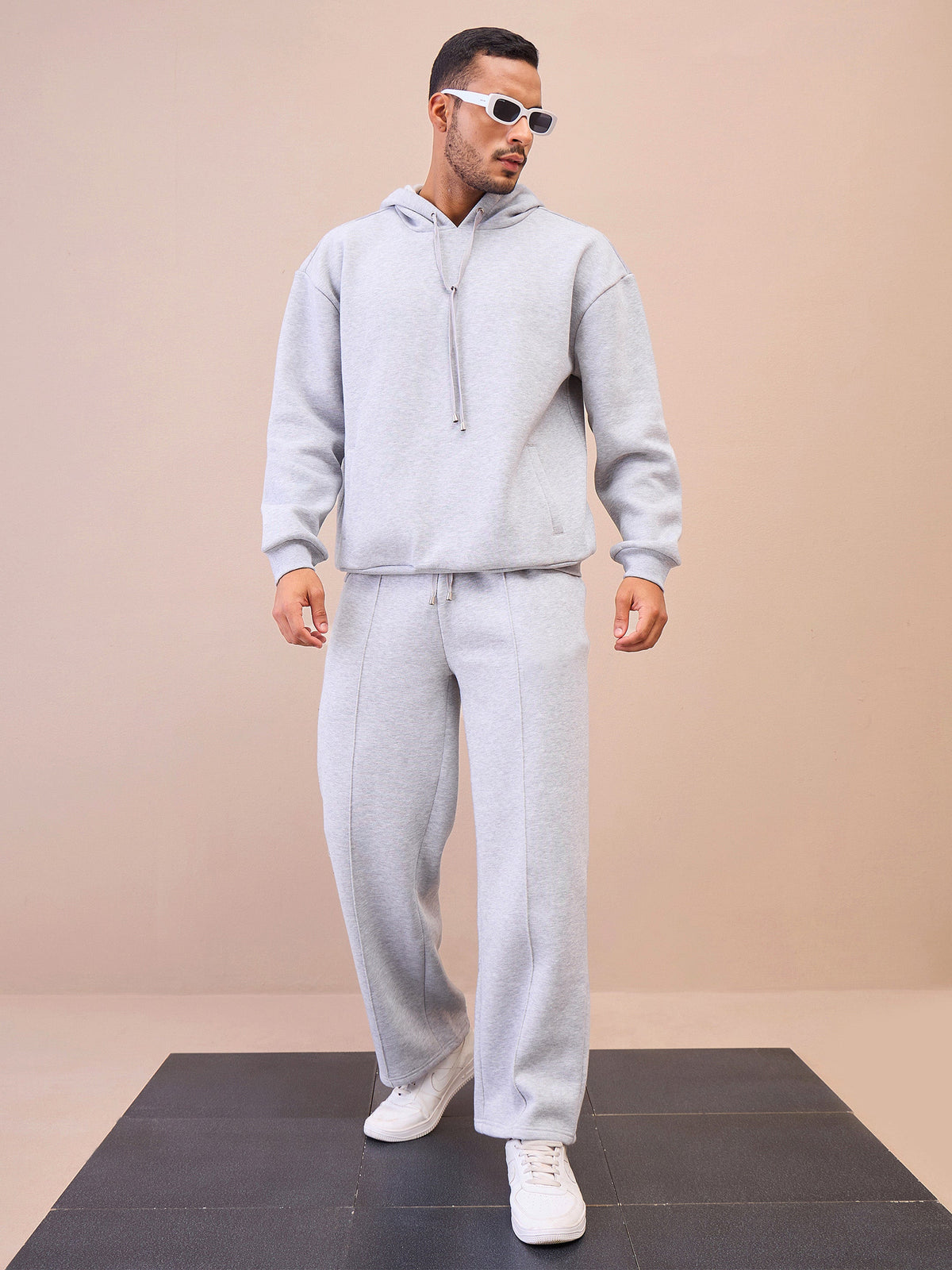 Grey Oversize Hoodie With Sweatpants-MASCLN SASSAFRAS