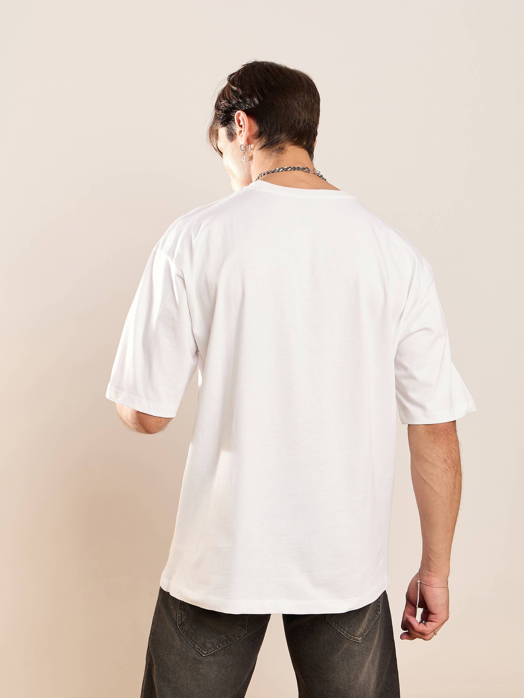 Unisex White LIVE Oversized T-Shirt-MASCLN SASSAFRAS