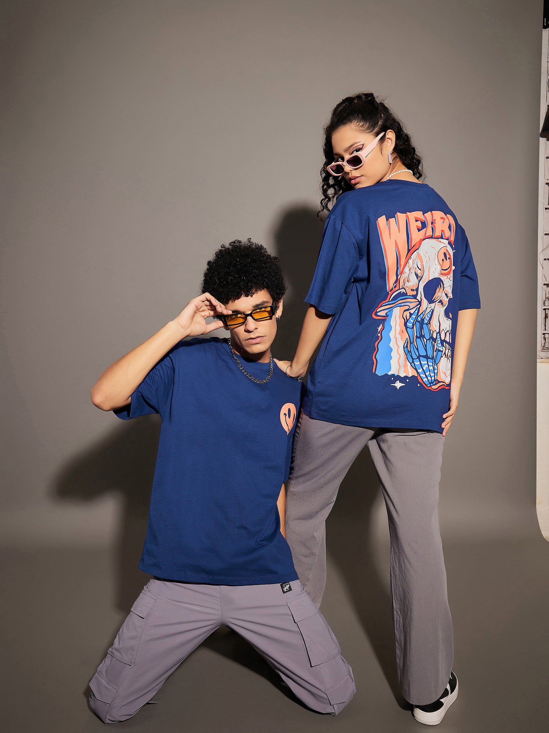 Unisex Blue WEIRD Oversized T-Shirt