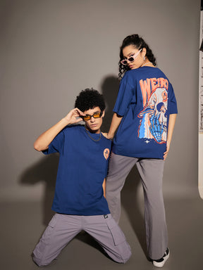 Unisex Blue WEIRD Oversized T-Shirt