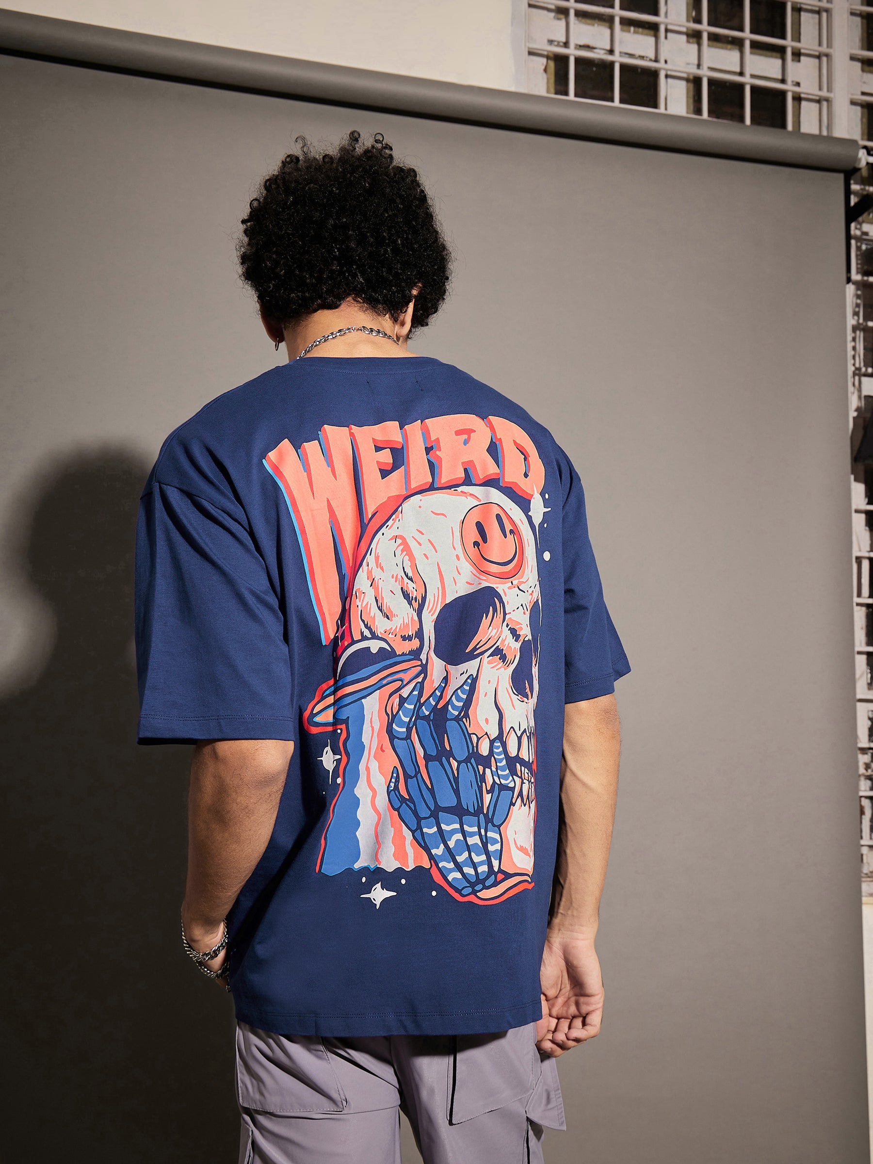 Unisex Blue WEIRD Oversized T-Shirt