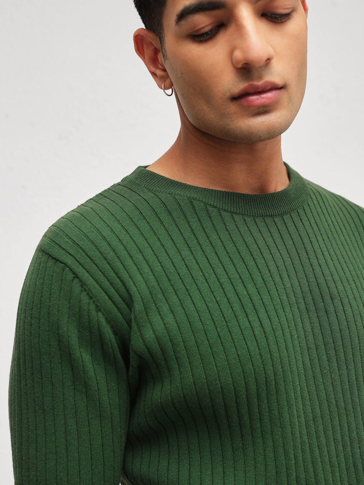Emelard Green Round Neck Relax Fit T-Shirt-MASCLN SASSAFRAS