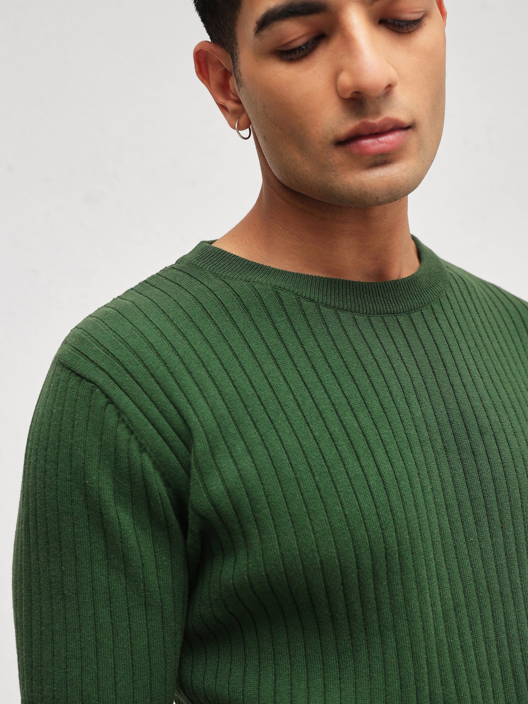 Emelard Green Round Neck Relax Fit T-Shirt-MASCLN SASSAFRAS