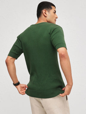 Men Emelard Green Round Neck Relax Fit T-Shirt