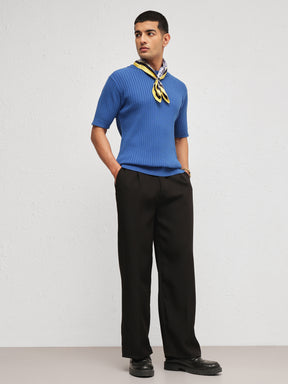 Men Blue Relax Fit Round Neck T-Shirt