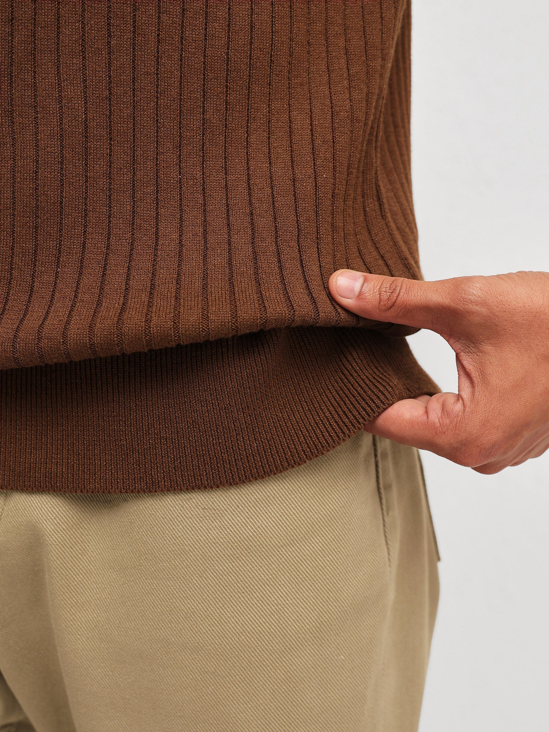Men Brown Relax Fit Round Neck T-Shirt