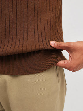Men Brown Relax Fit Round Neck T-Shirt