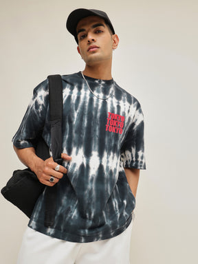 Black & White Tie-dye TOKYO Oversize T-Shirt-MASCLN SASSAFRAS