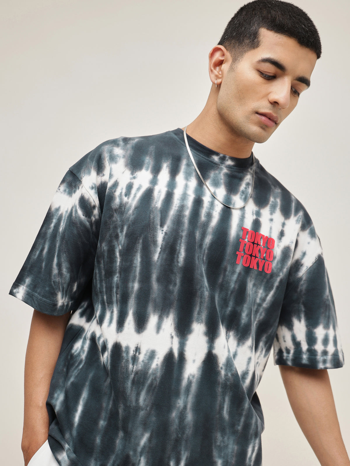 Black & White Tie-dye TOKYO Oversize T-Shirt-MASCLN SASSAFRAS