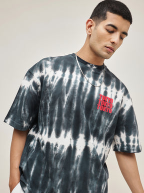 Black & White Tie-dye TOKYO Oversize T-Shirt-MASCLN SASSAFRAS