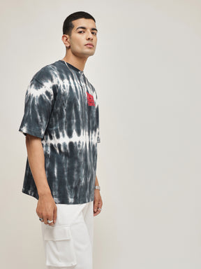 Black & White Tie-dye TOKYO Oversize T-Shirt-MASCLN SASSAFRAS