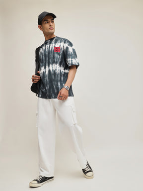 Black & White Tie-dye TOKYO Oversize T-Shirt-MASCLN SASSAFRAS