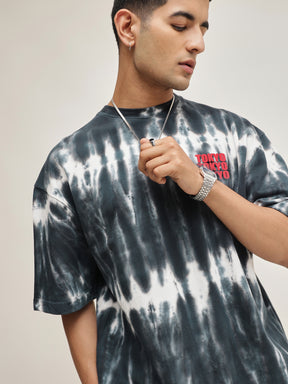 Men Black & White Tie-dye TOKYO Oversize T-Shirt