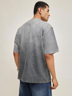 Grey Ombre Wash Oversize T-Shirt-MASCLN SASSAFRAS
