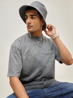 Men Grey Ombre Wash Oversize T-Shirt