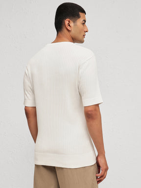 Men White Relax Fit Round Neck T-Shirt