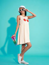 Cream Sunglasses Print Gather Dress-Noh.Voh