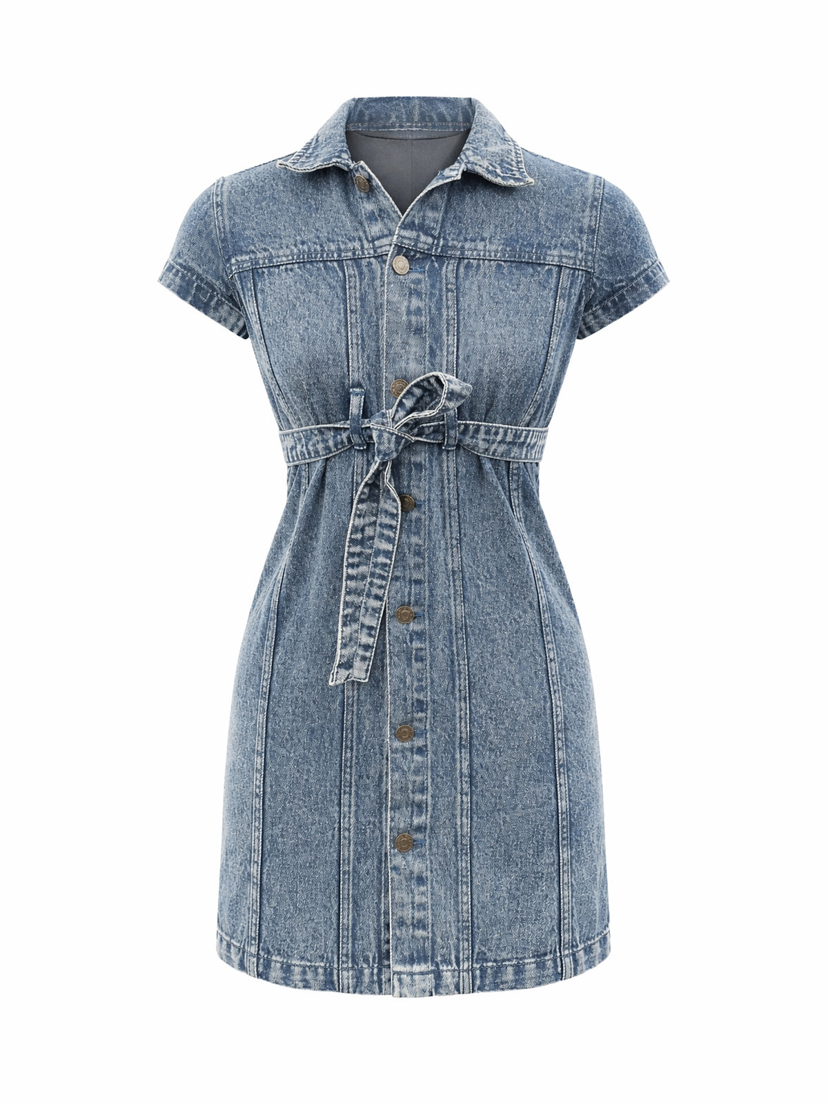 Blue Blast Denim Belted Shirt Dress-Noh.Voh 