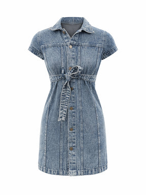Blue Blast Denim Belted Shirt Dress-Noh.Voh 