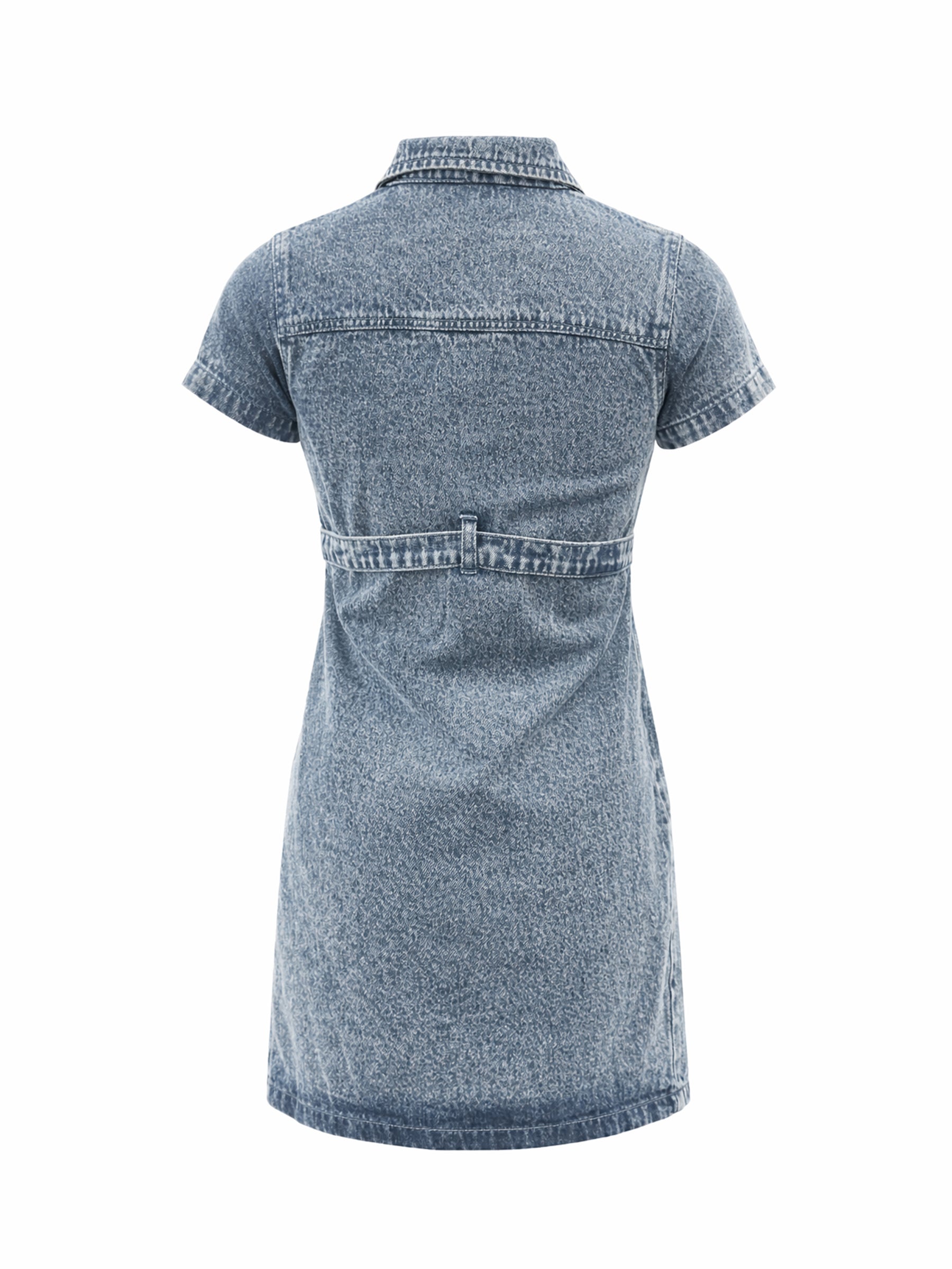 Blue Blast Denim Belted Shirt Dress-Noh.Voh 