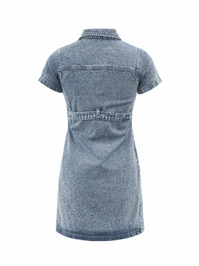 Blue Blast Denim Belted Shirt Dress-Noh.Voh 