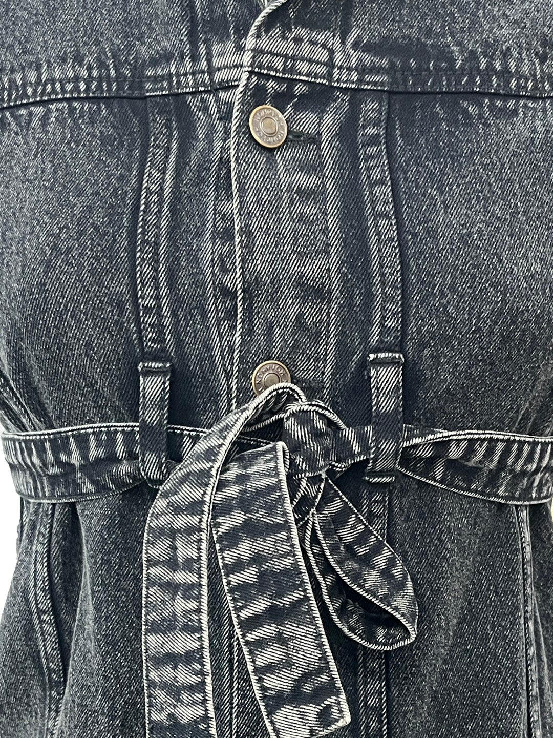 Black Blast Denim Belted Shirt Dress-Noh.Voh 