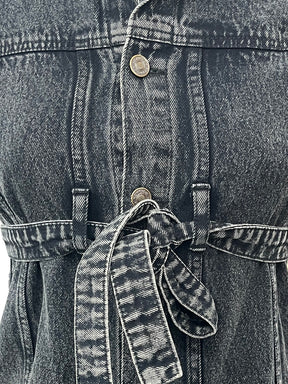 Black Blast Denim Belted Shirt Dress-Noh.Voh 