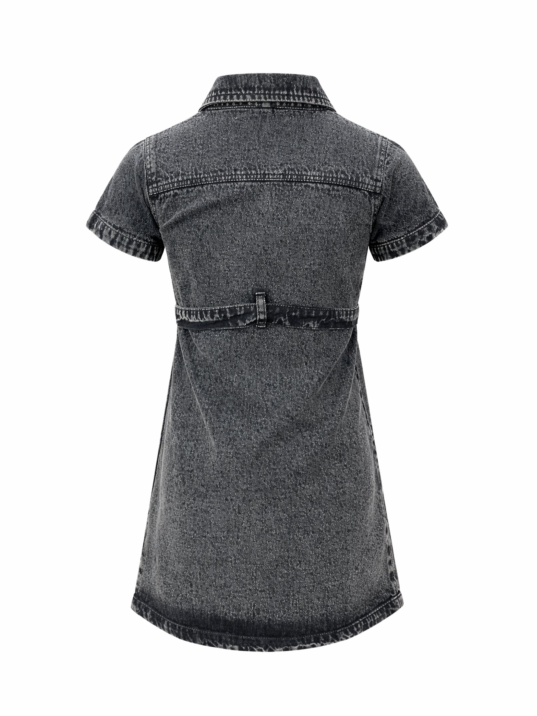 Black Blast Denim Belted Shirt Dress-Noh.Voh 