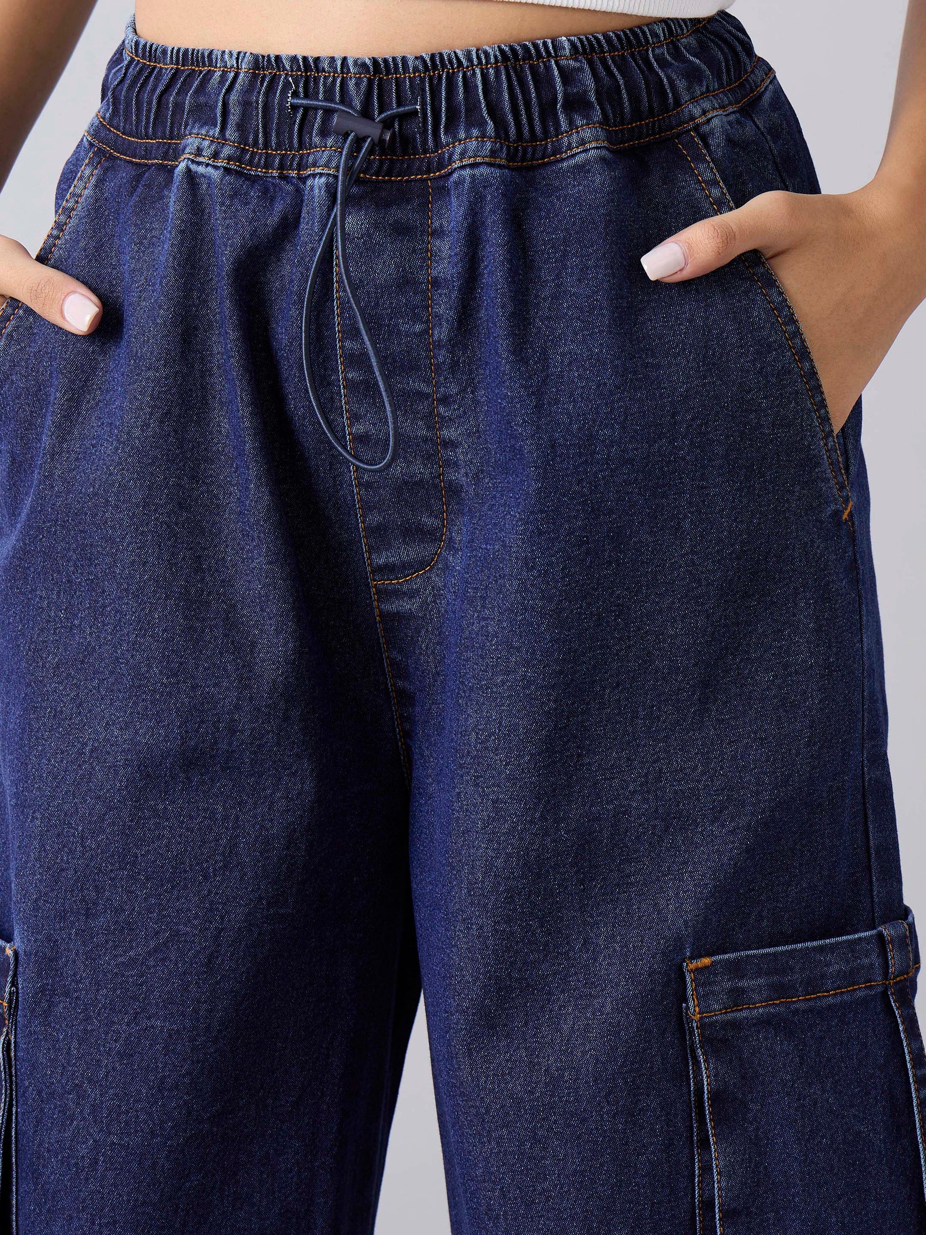 Blue Wash Side Pockets Cargo Jeans -Noh.Voh