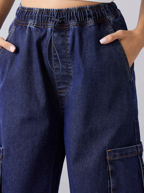 Blue Wash Side Pockets Cargo Jeans -Noh.Voh