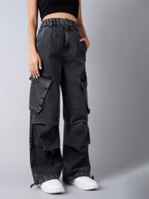 Black Acid Wash Side Pintuck Jeans -Noh.Voh