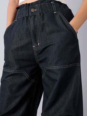 Black Wash Tencel Pull Hem Cargo Jeans-Noh.Voh