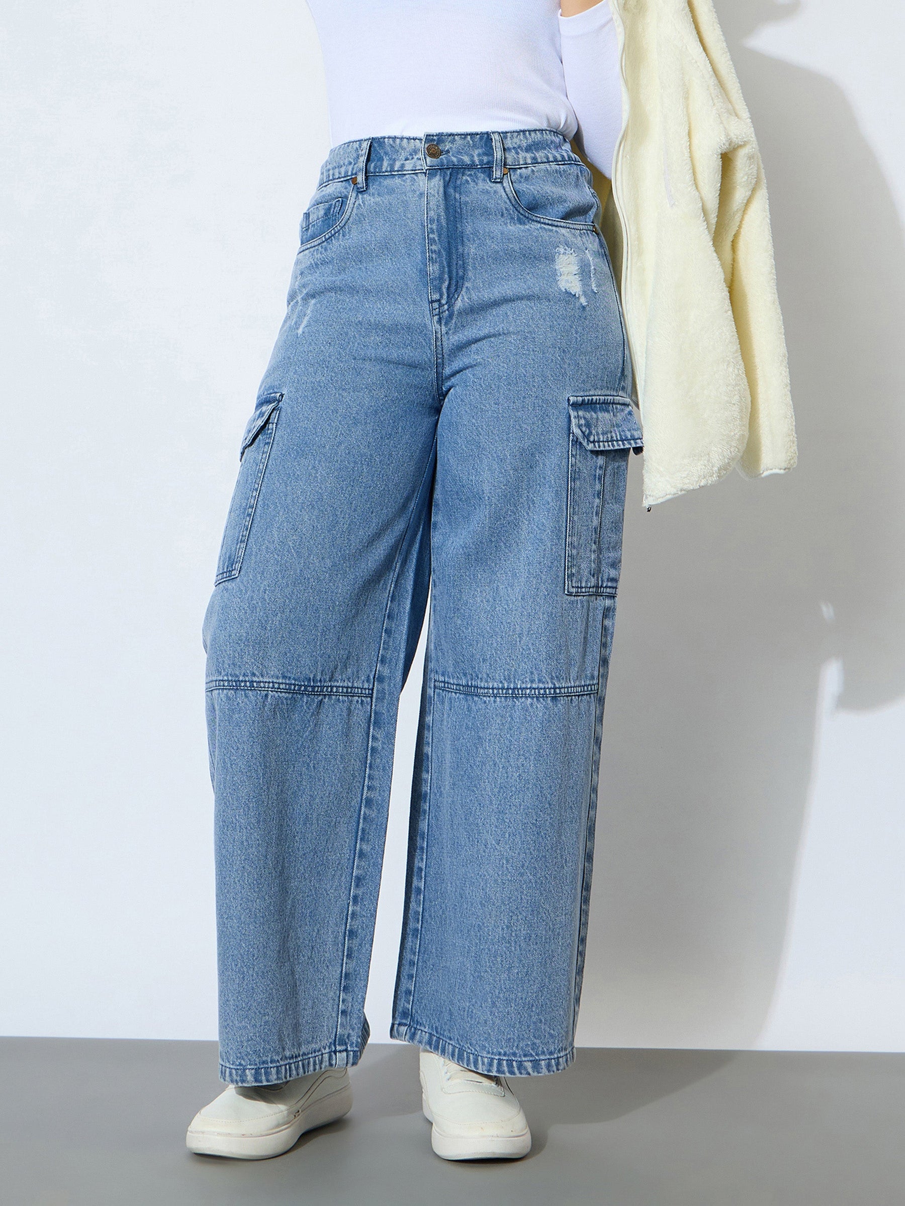 Blue Wash Denim Side Pocket Straight Jeans-Noh.Voh