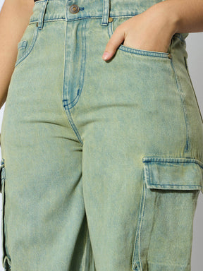 Yellow Wash Denim Multi Pockets Straight Jeans-Noh.Voh