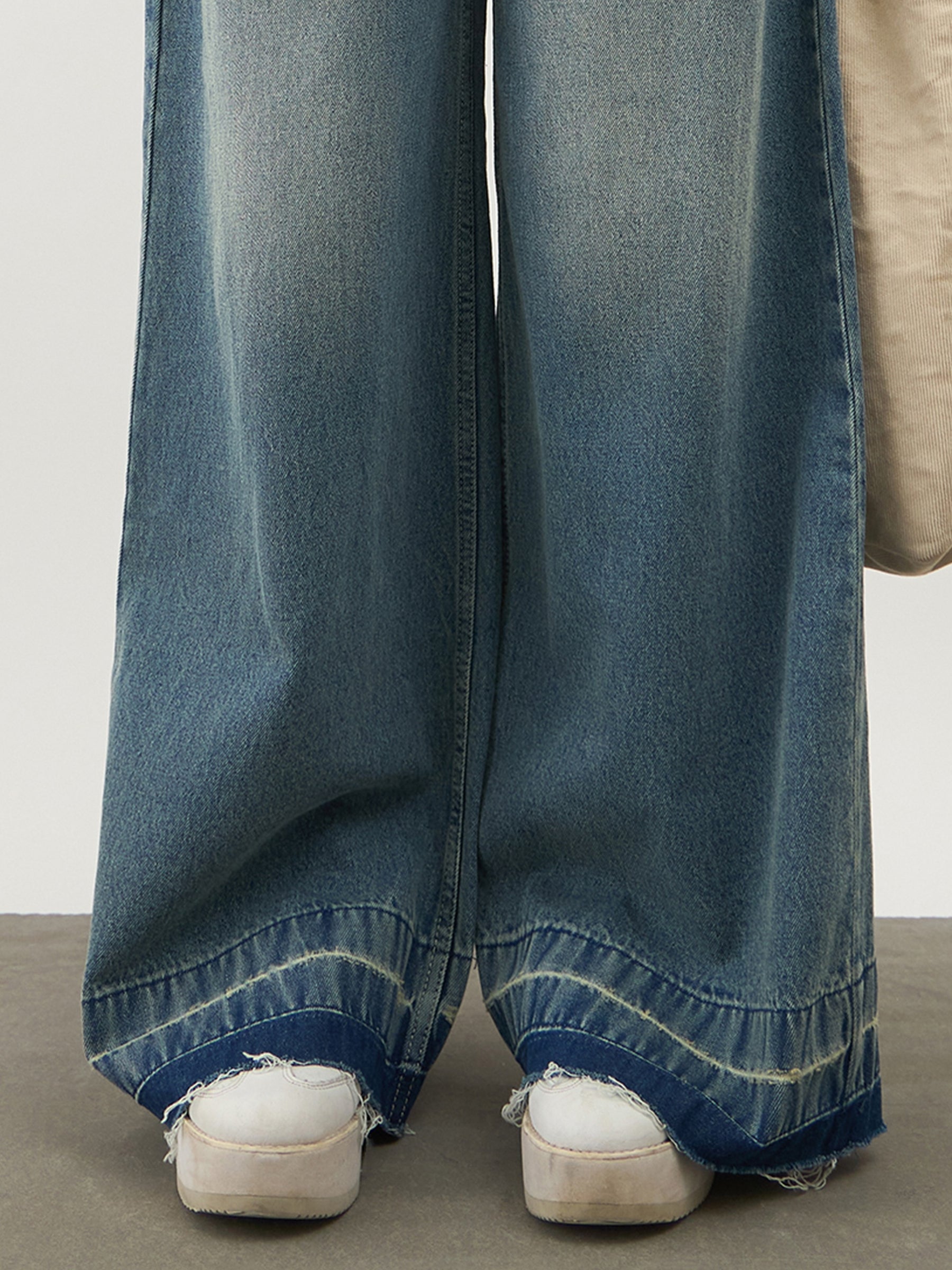 Girls Blue Blast Denim Wide Leg Frayed Jeans