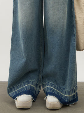 Girls Blue Blast Denim Wide Leg Frayed Jeans