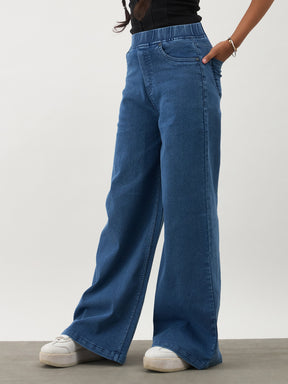 Navy Blue Denim Elasticated Waistband Jeans -Noh.Voh 
