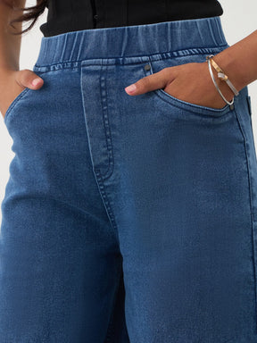 Navy Blue Denim Elasticated Waistband Jeans -Noh.Voh 