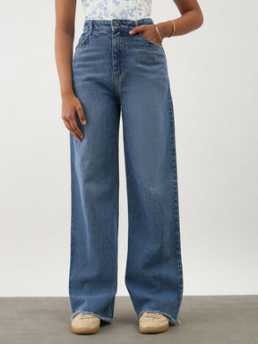 Blue Blast Denim Raw Hem Straight Fit Jeans-Noh.Voh 