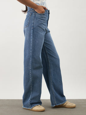Blue Blast Denim Raw Hem Straight Fit Jeans-Noh.Voh 