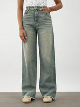Blue Whisker Denim Raw Hem Straight Fit Jeans -Noh.Voh 