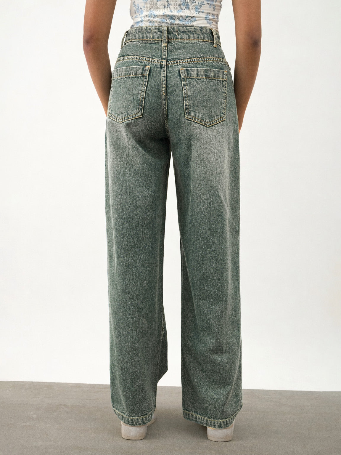 Girls Blue Whisker Denim Raw Hem Straight Fit Jeans