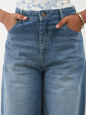 Blue Washed Denim Straight Fit Jeans -Noh.Voh 